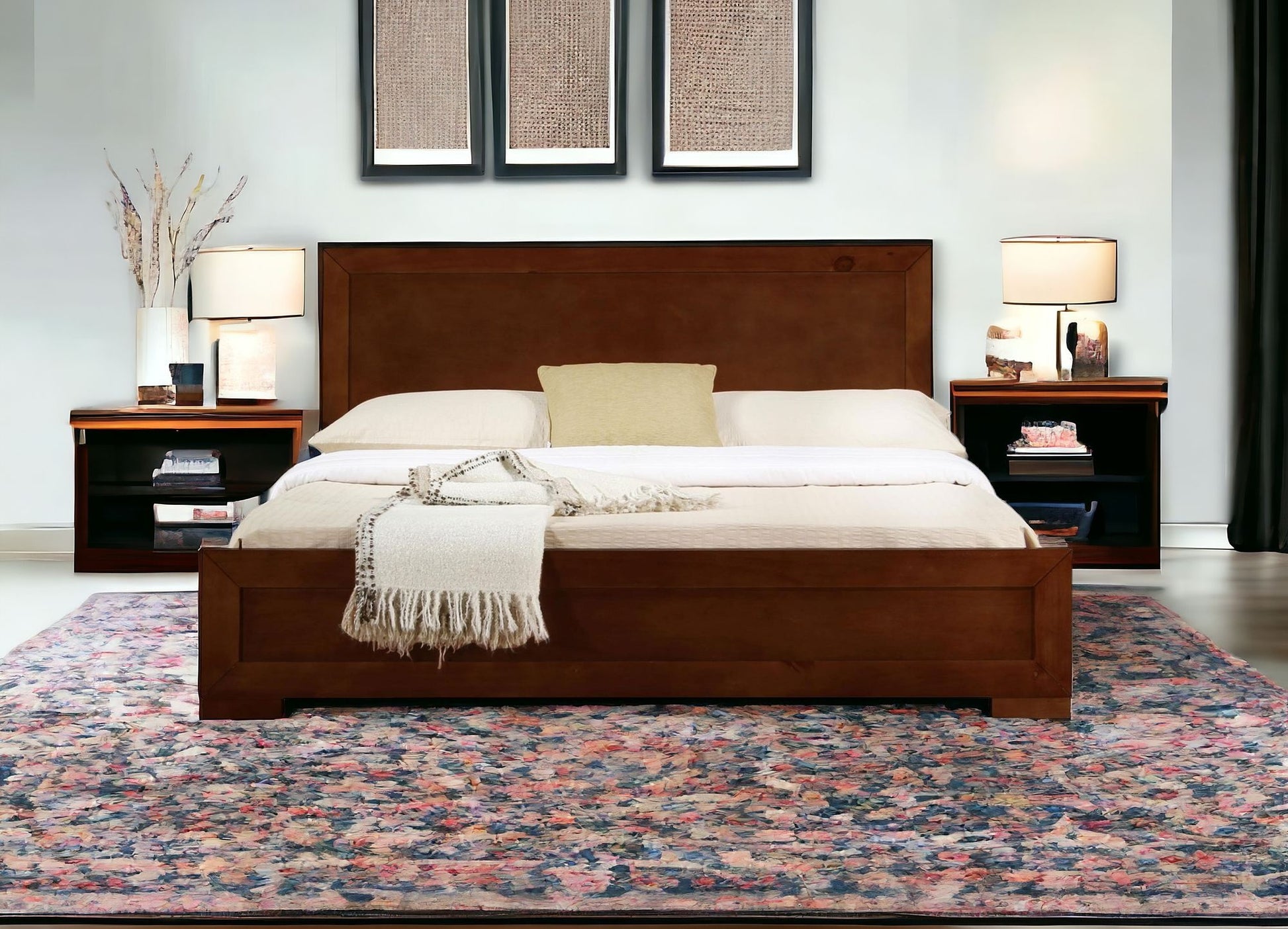 Brown Wood Twin Bed Frame-Standard Beds-DECOROLALA