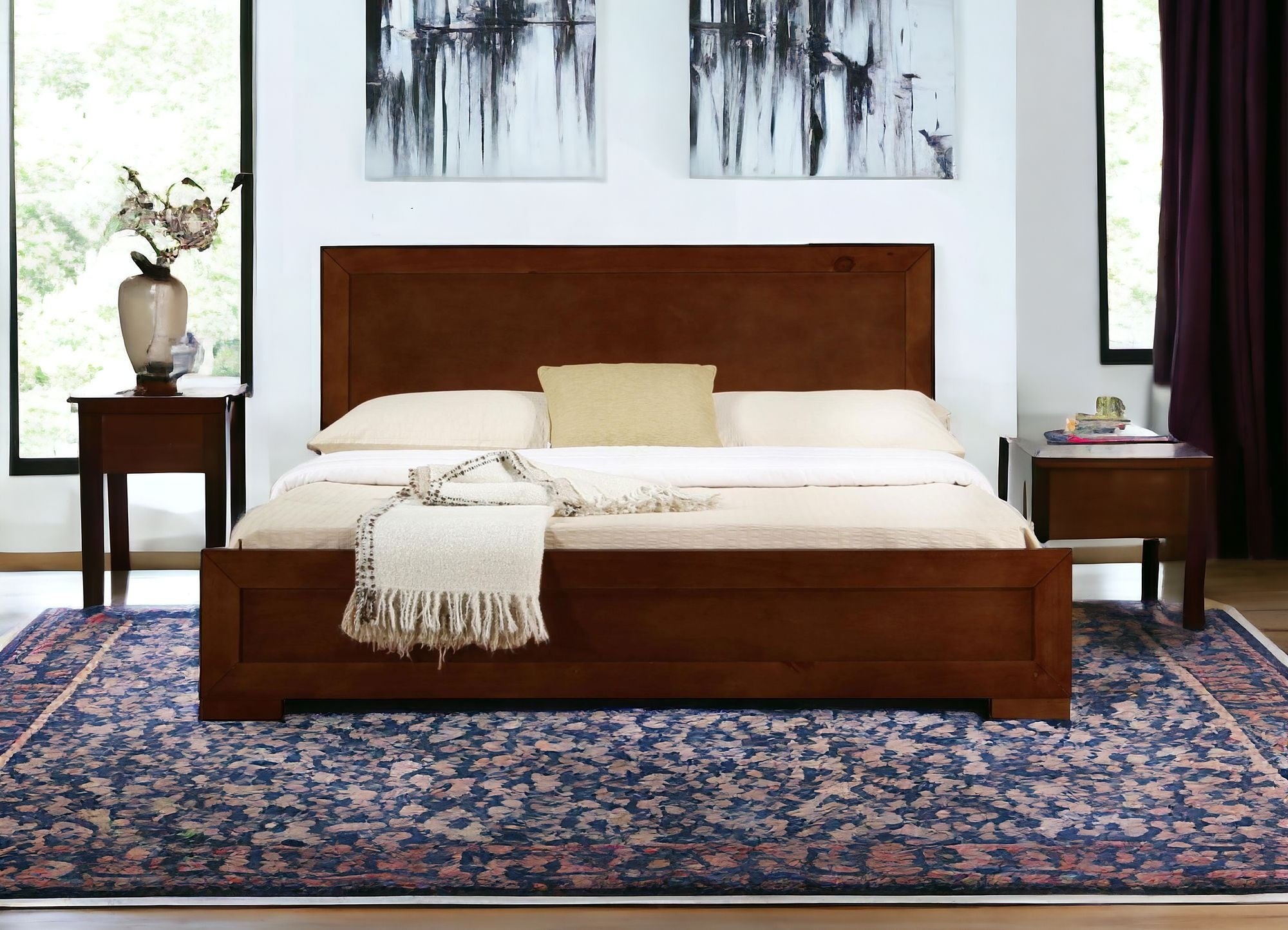 Brown Wood Twin Bed Frame-Standard Beds-DECOROLALA