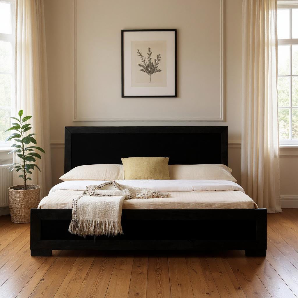 Brown Wood Twin Bed Frame-Standard Beds-DECOROLALA