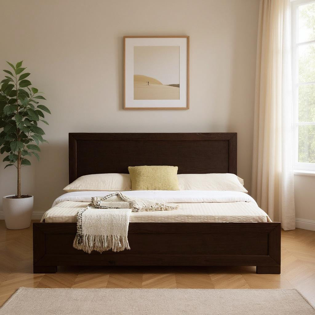 Brown Wood Twin Bed Frame-Standard Beds-DECOROLALA