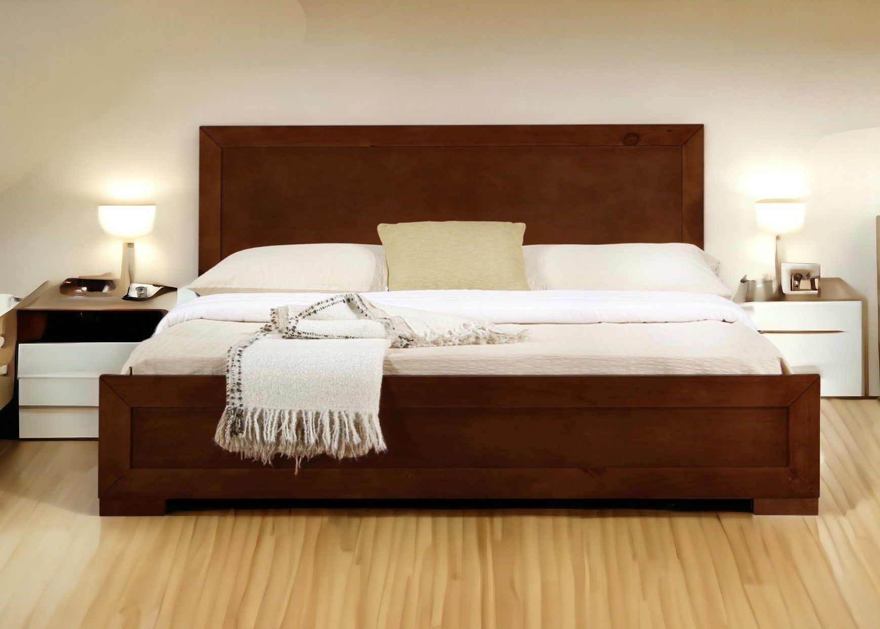 Brown Wood Twin Bed Frame-Standard Beds-DECOROLALA