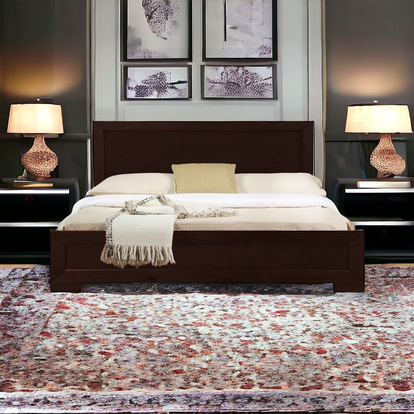 Brown Wood Twin Bed Frame-Standard Beds-DECOROLALA