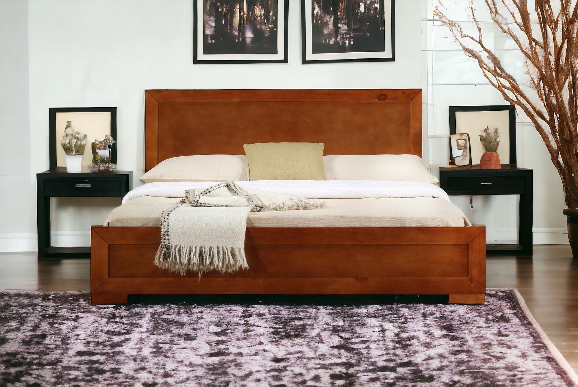 Brown Wood Twin Bed Frame-Standard Beds-DECOROLALA
