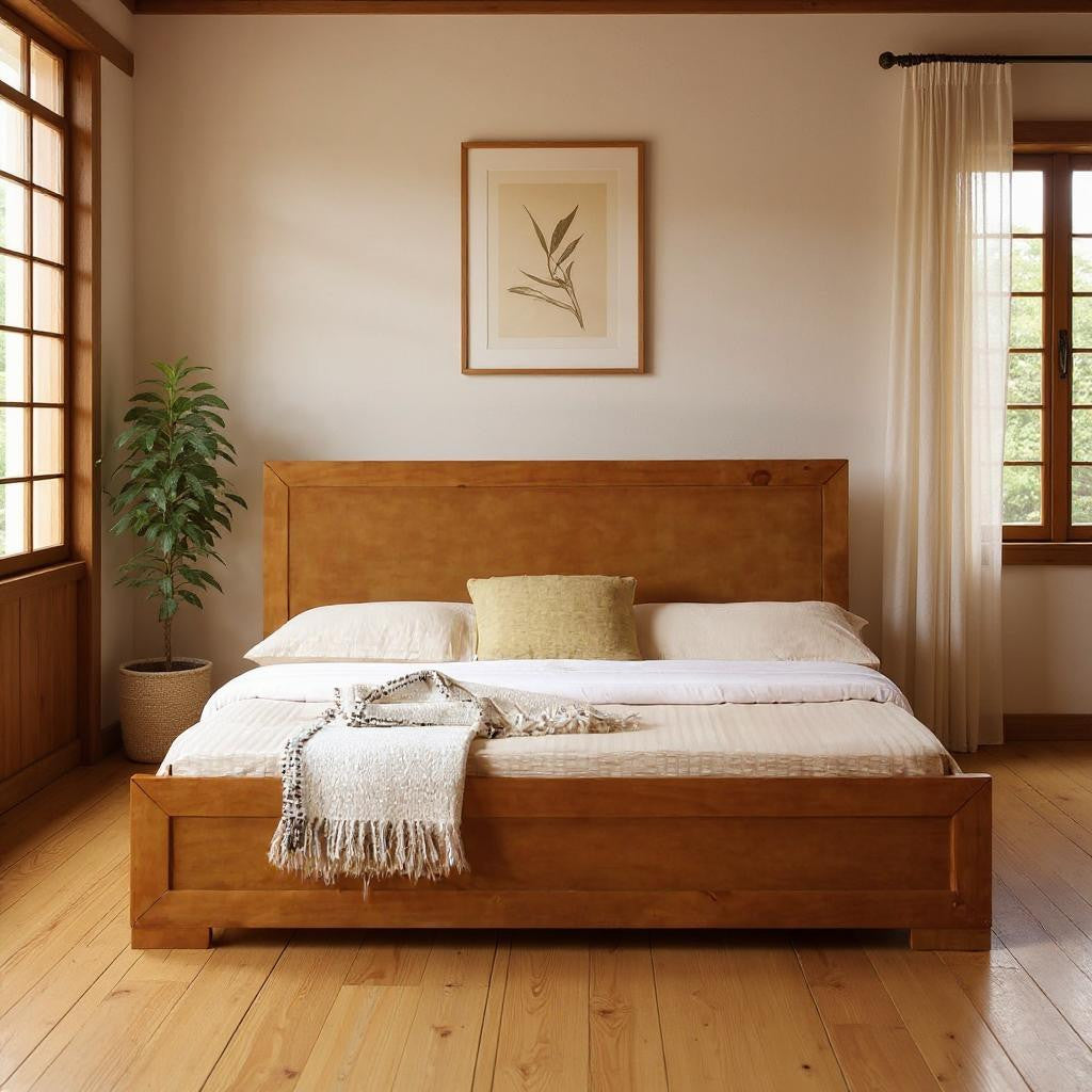 Brown Wood Twin Bed Frame-Standard Beds-DECOROLALA