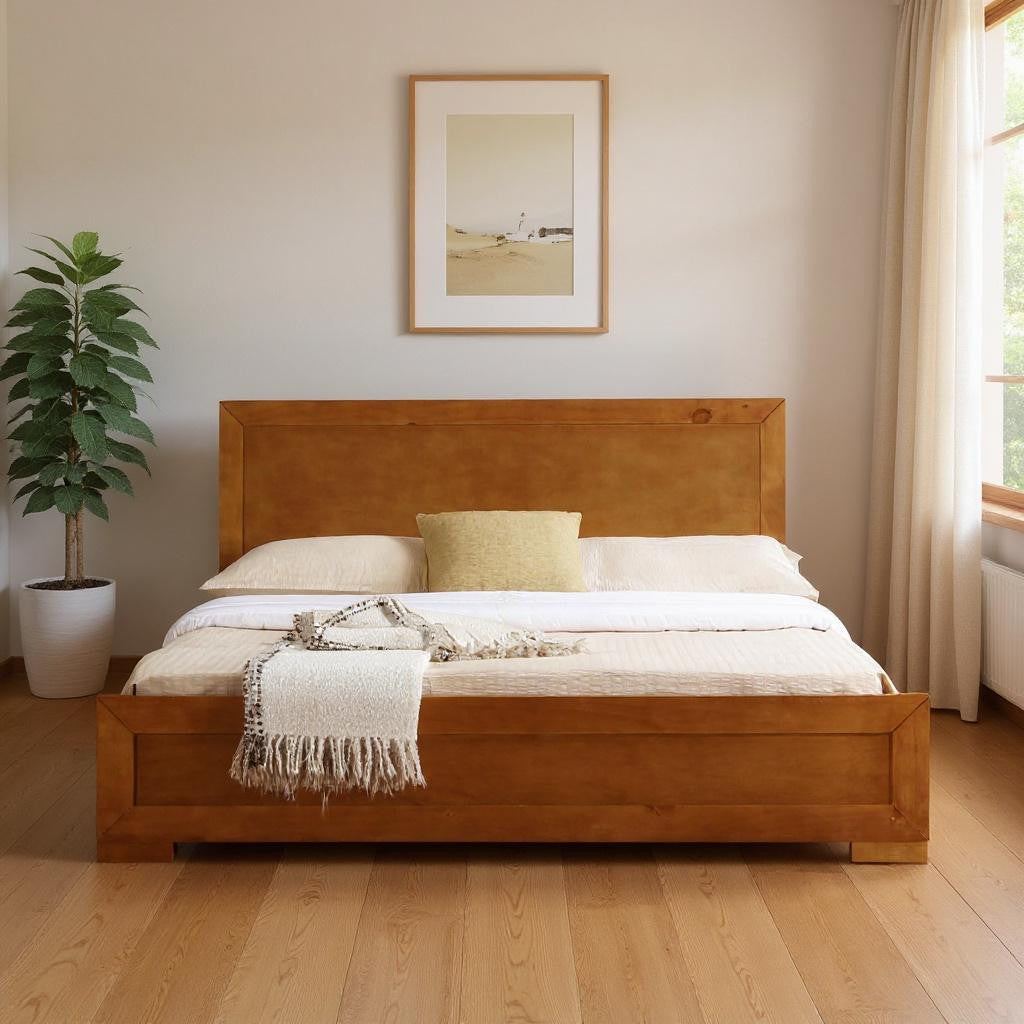 Brown Wood Twin Bed Frame-Standard Beds-DECOROLALA