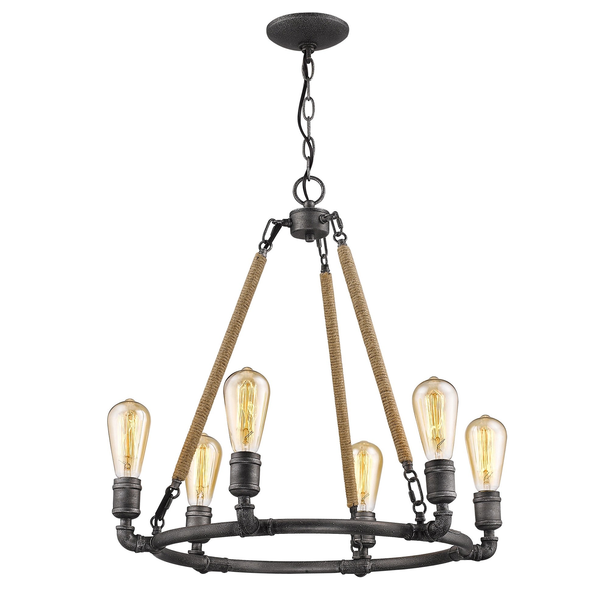 Brown and Black Candle Style Six Light Metal Dimmable Chandelier-Chandeliers-DECOROLALA