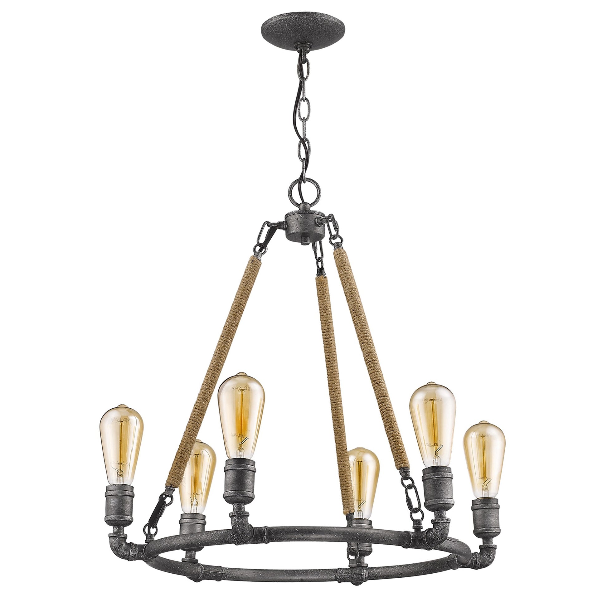 Brown and Black Candle Style Six Light Metal Dimmable Chandelier-Chandeliers-DECOROLALA