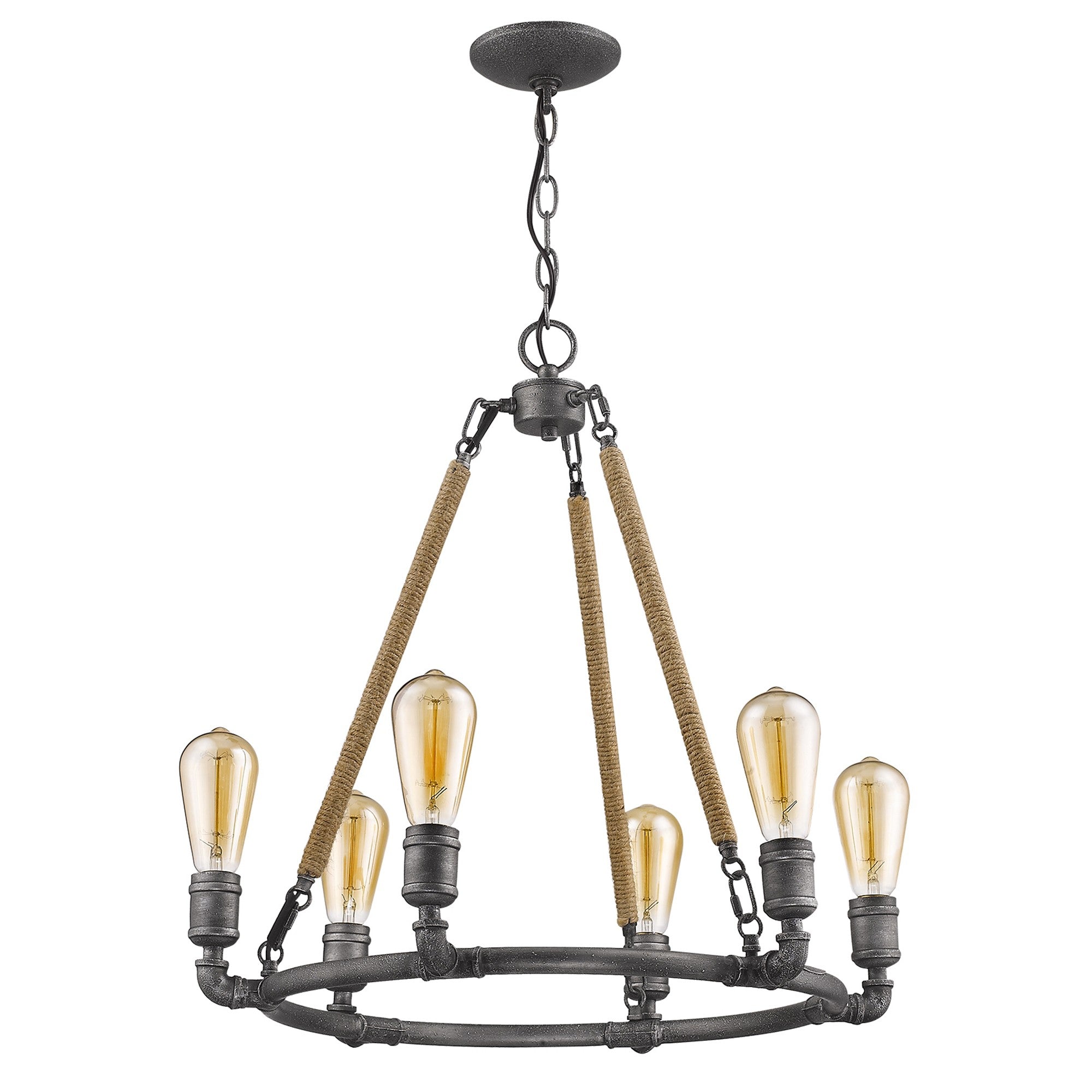 Brown and Black Candle Style Six Light Metal Dimmable Chandelier-Chandeliers-DECOROLALA