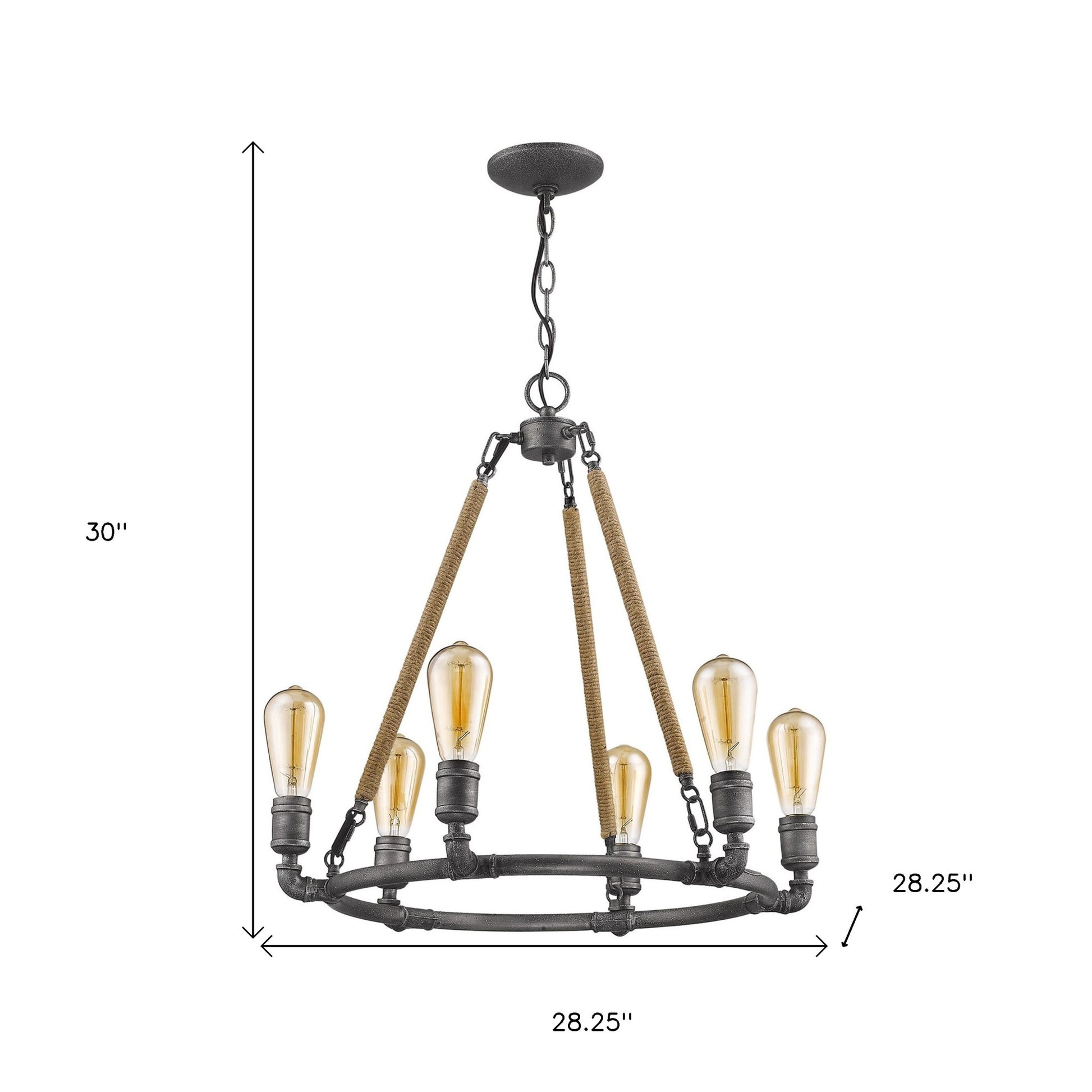 Brown and Black Candle Style Six Light Metal Dimmable Chandelier-Chandeliers-DECOROLALA