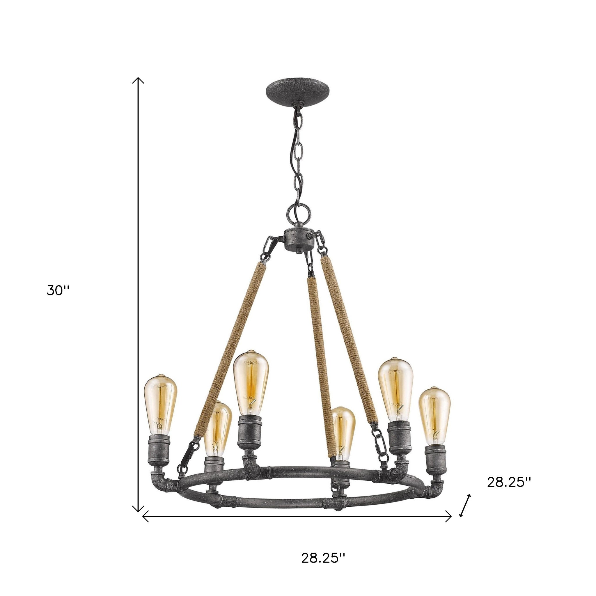Brown and Black Candle Style Six Light Metal Dimmable Chandelier-Chandeliers-DECOROLALA