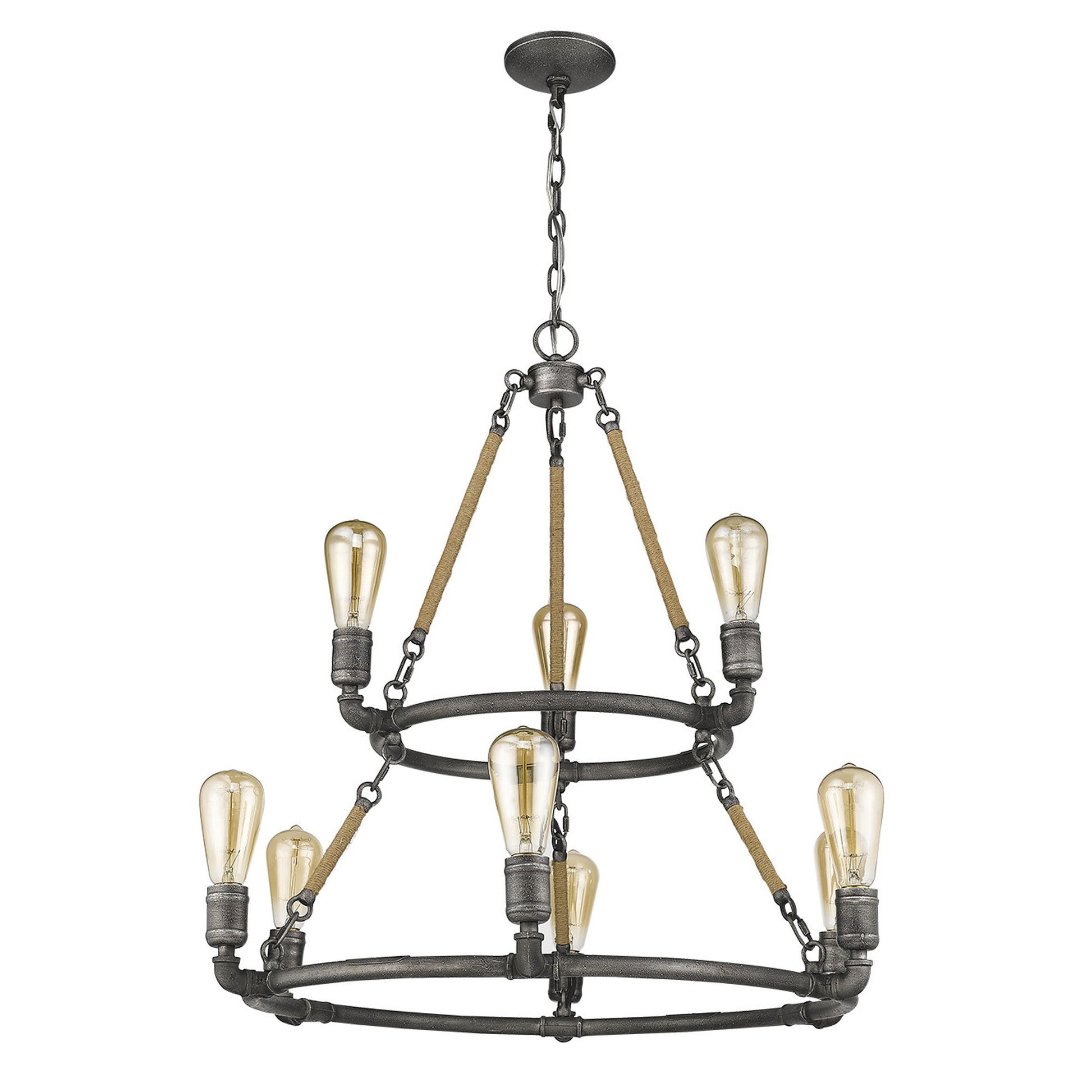 Brown and Black Nine Light Metal Dimmable Chandelier-Chandeliers-DECOROLALA
