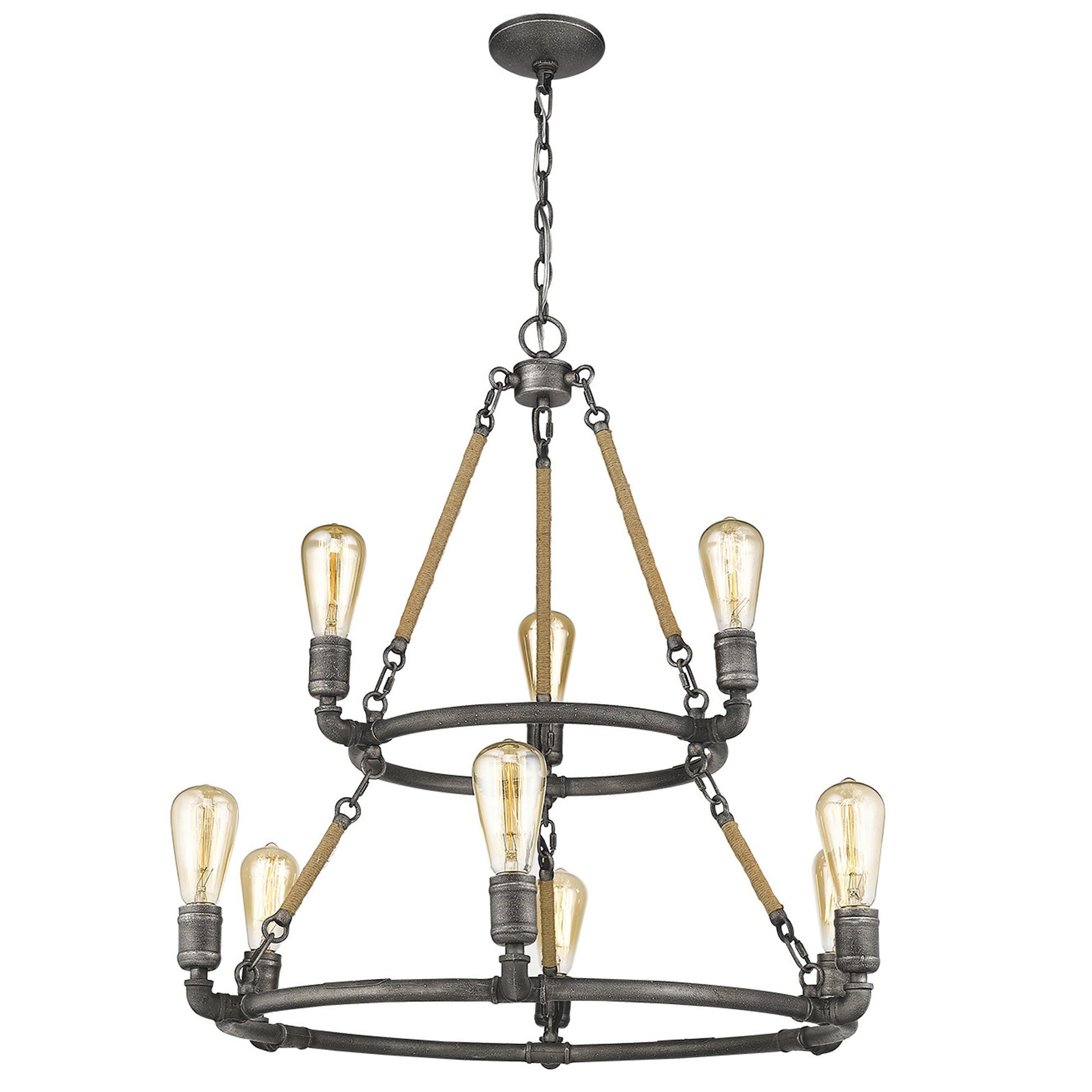 Brown and Black Nine Light Metal Dimmable Chandelier-Chandeliers-DECOROLALA