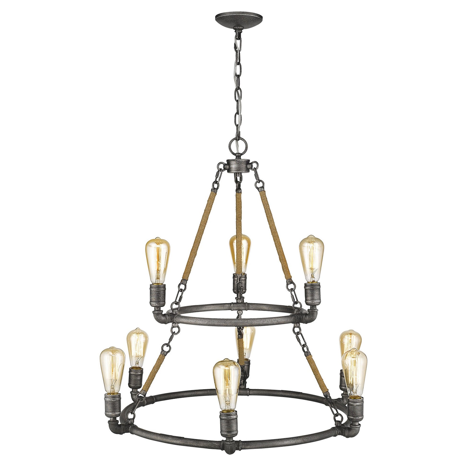 Brown and Black Nine Light Metal Dimmable Chandelier-Chandeliers-DECOROLALA