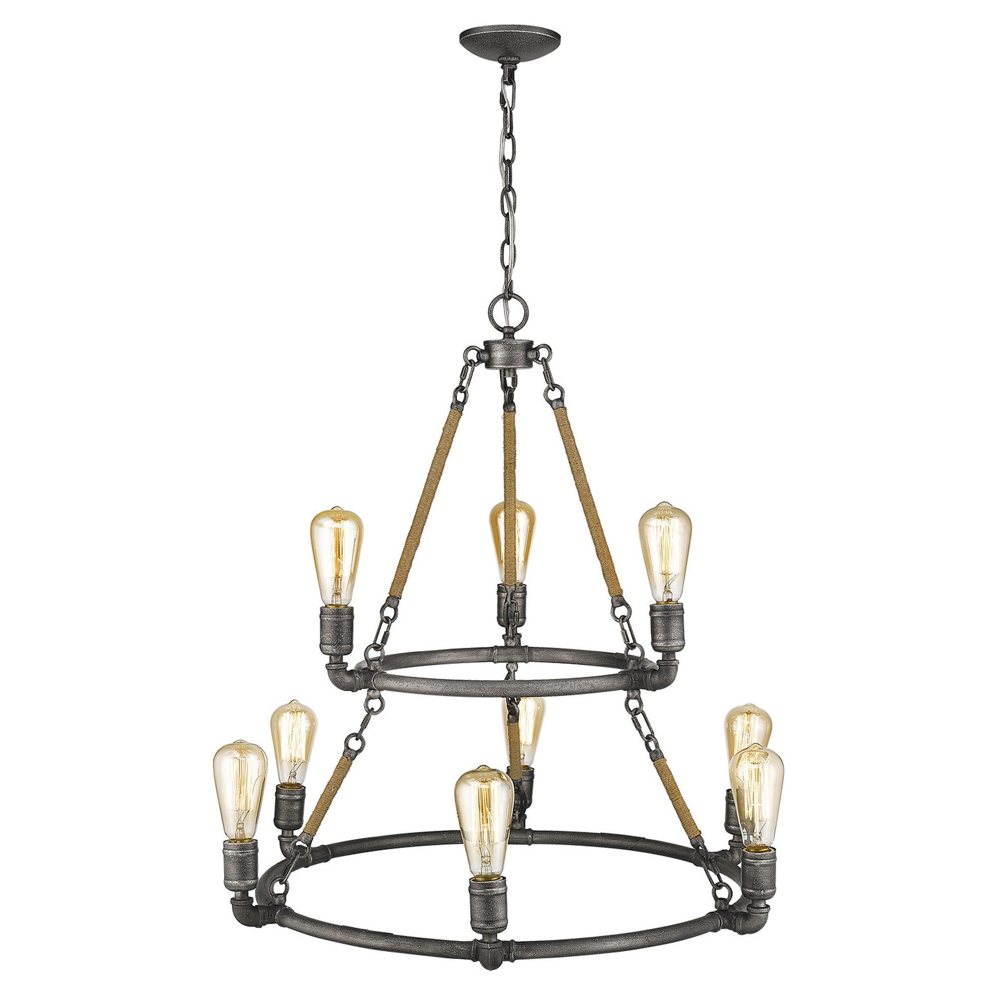 Brown and Black Nine Light Metal Dimmable Chandelier-Chandeliers-DECOROLALA