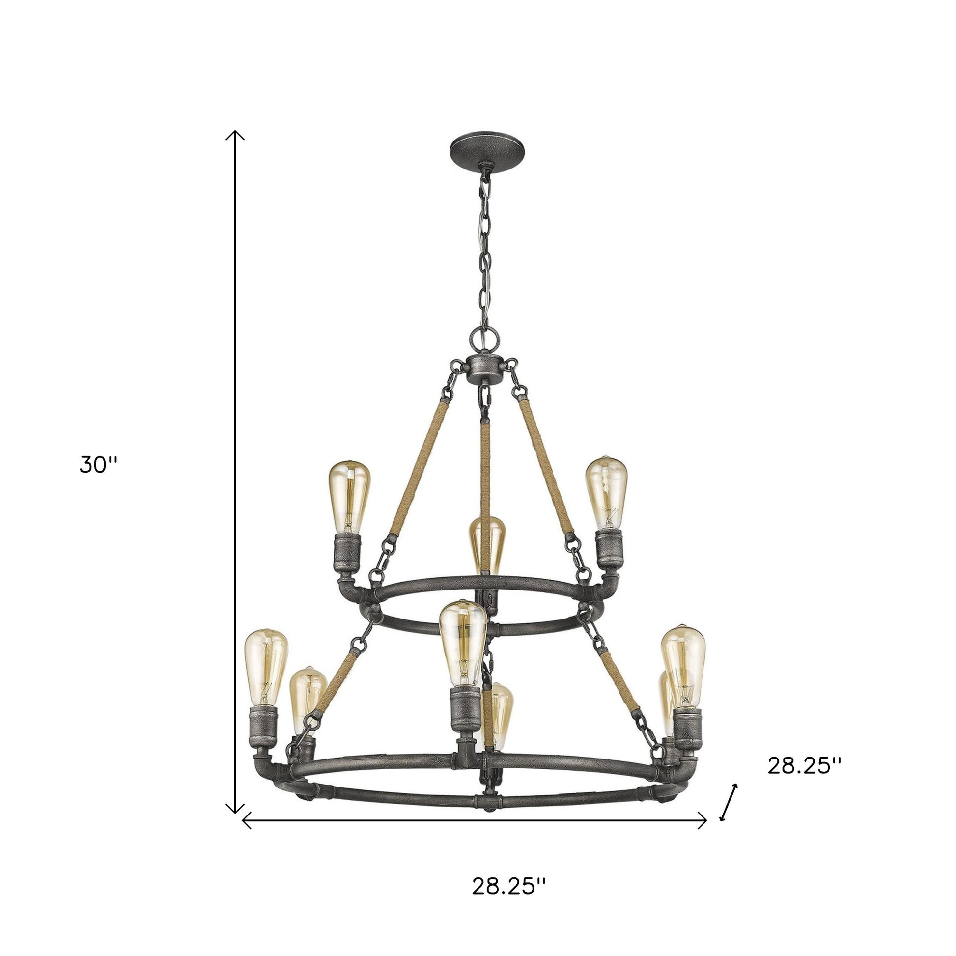Brown and Black Nine Light Metal Dimmable Chandelier-Chandeliers-DECOROLALA