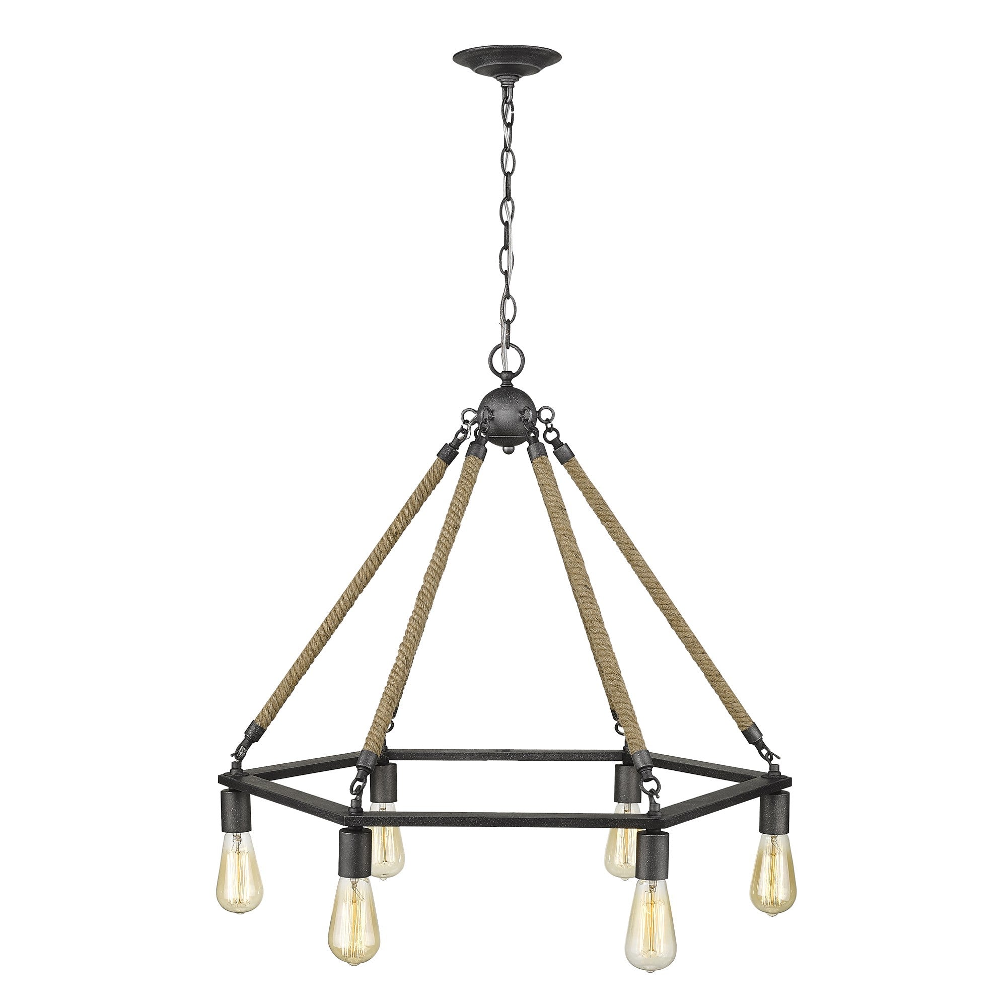 Brown and Black Six Light Metal Dimmable Chandelier-Chandeliers-DECOROLALA