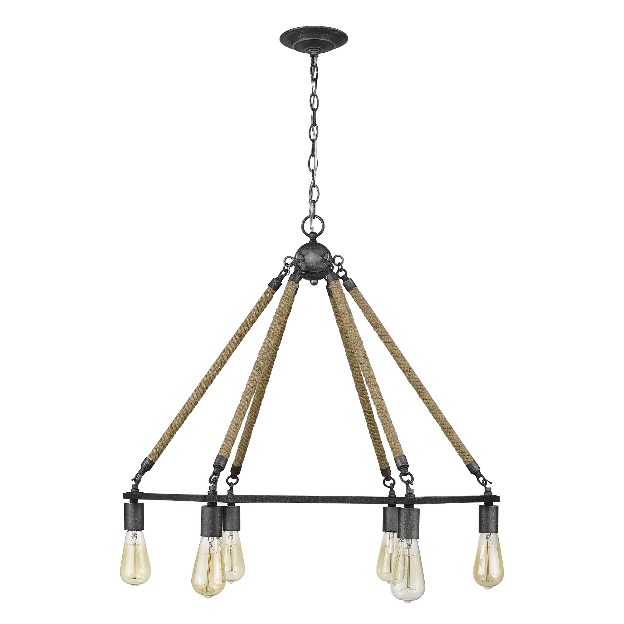 Brown and Black Six Light Metal Dimmable Chandelier-Chandeliers-DECOROLALA