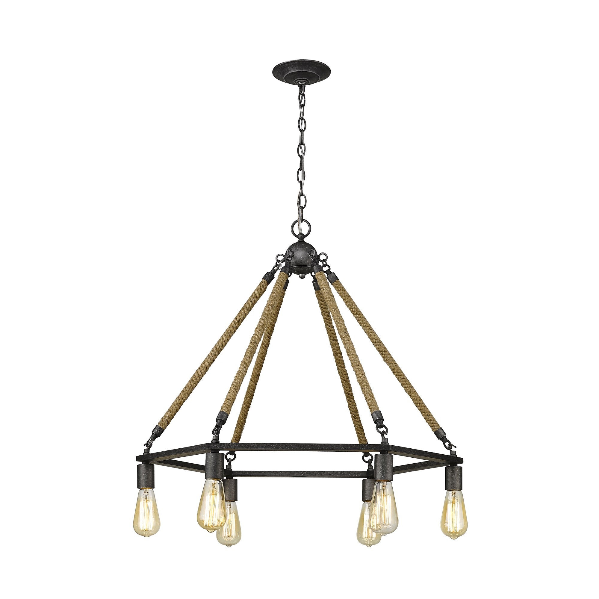 Brown and Black Six Light Metal Dimmable Chandelier-Chandeliers-DECOROLALA