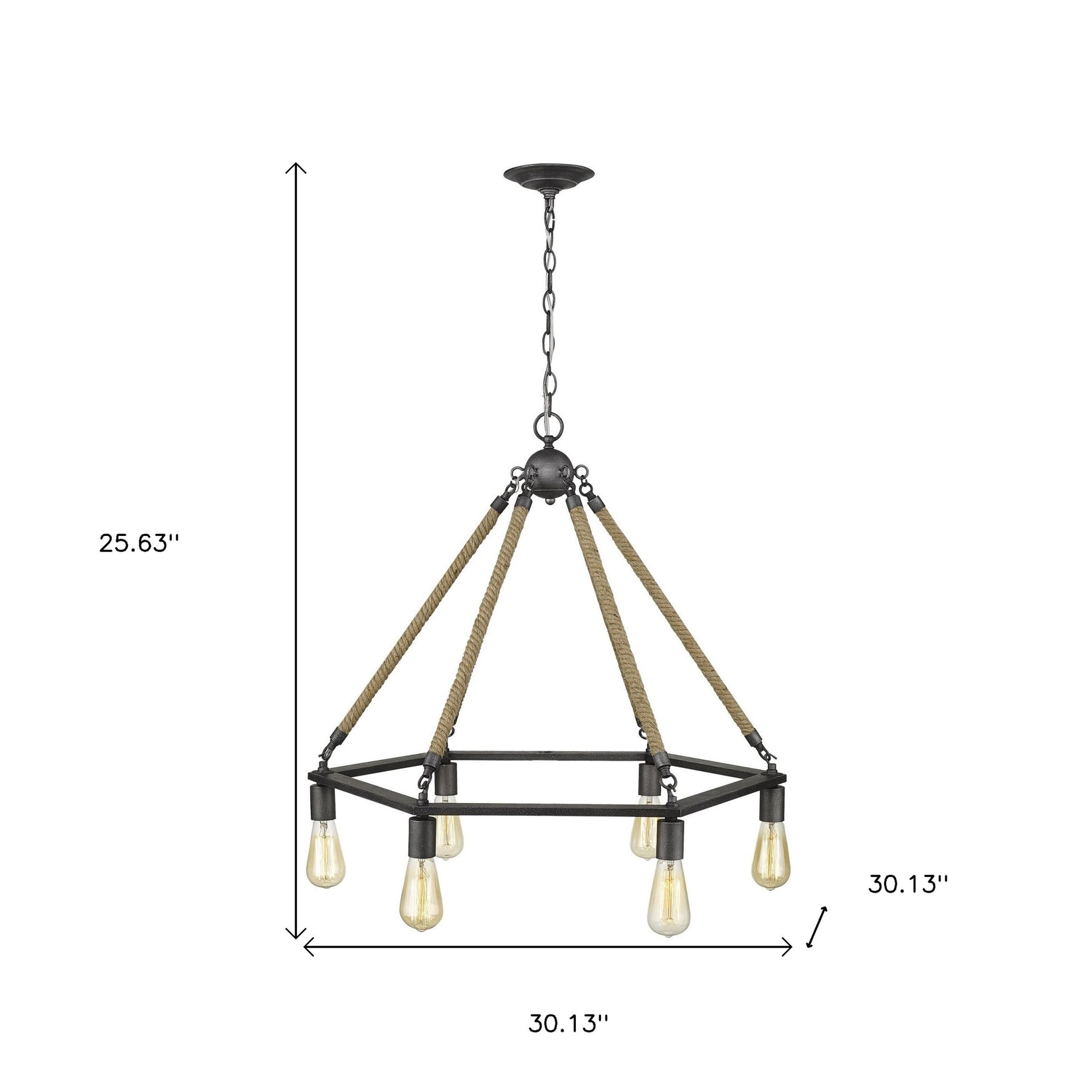 Brown and Black Six Light Metal Dimmable Chandelier-Chandeliers-DECOROLALA