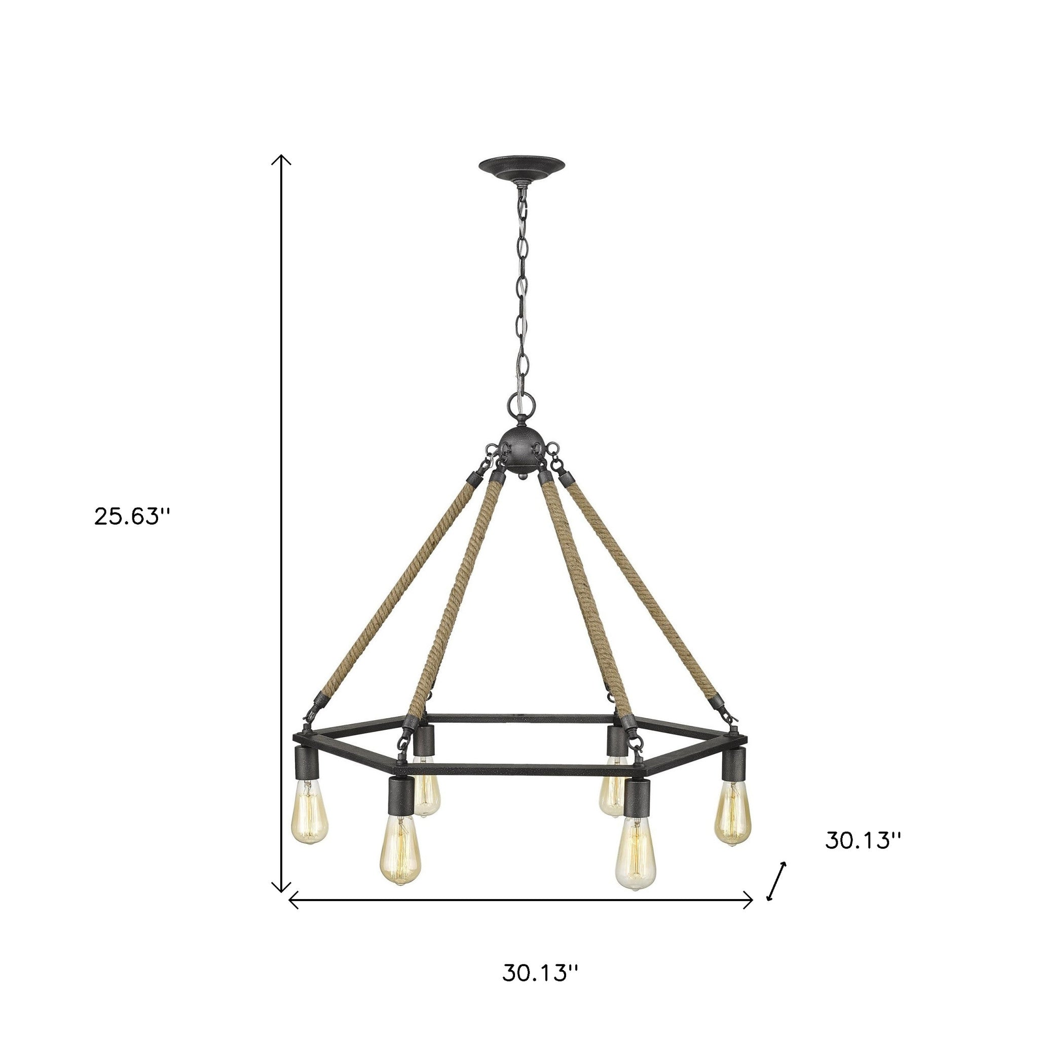 Brown and Black Six Light Metal Dimmable Chandelier-Chandeliers-DECOROLALA