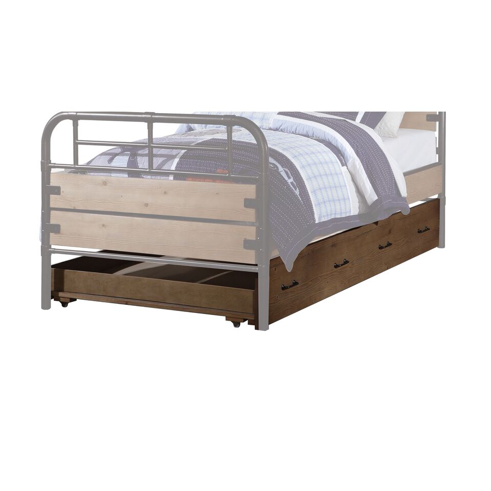 Brown and Black Solid Wood Twin Bed Frame-Standard Beds-DECOROLALA