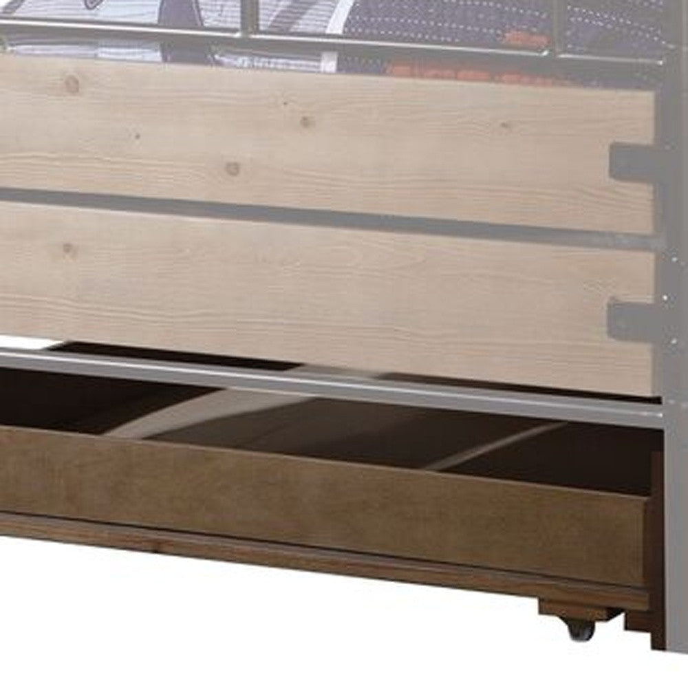 Brown and Black Solid Wood Twin Bed Frame-Standard Beds-DECOROLALA