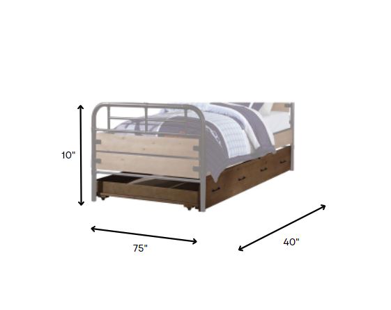 Brown and Black Solid Wood Twin Bed Frame-Standard Beds-DECOROLALA