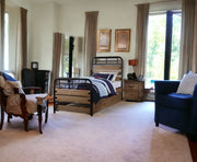 Brown and Black Solid Wood Twin Bed Frame-Standard Beds-DECOROLALA