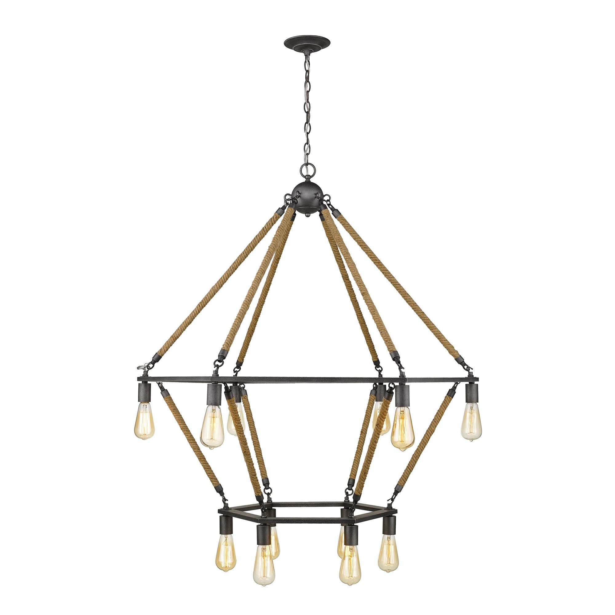 Brown and Black Twelve Light Metal Dimmable Chandelier-Chandeliers-DECOROLALA