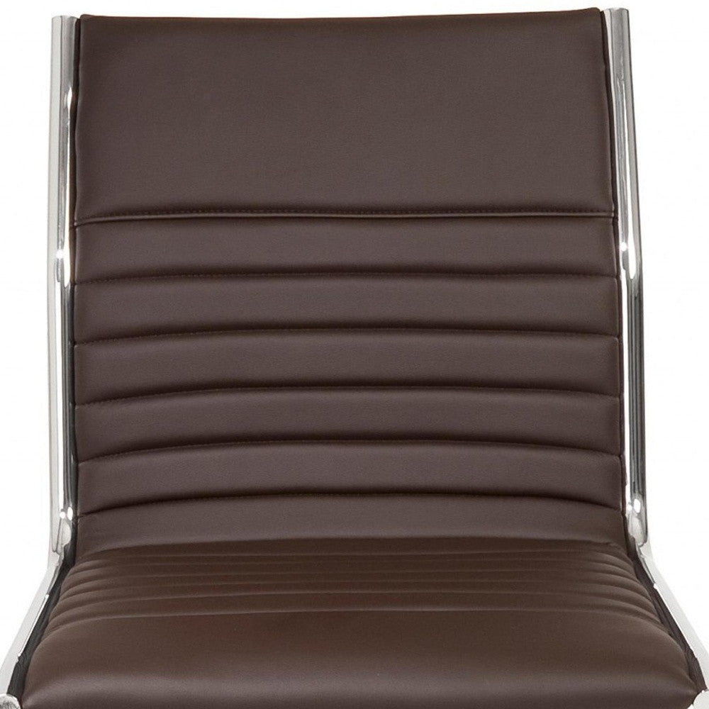 Brown and Silver Adjustable Swivel Faux Leather Rolling Conference Office Chair-Office Chairs-DECOROLALA