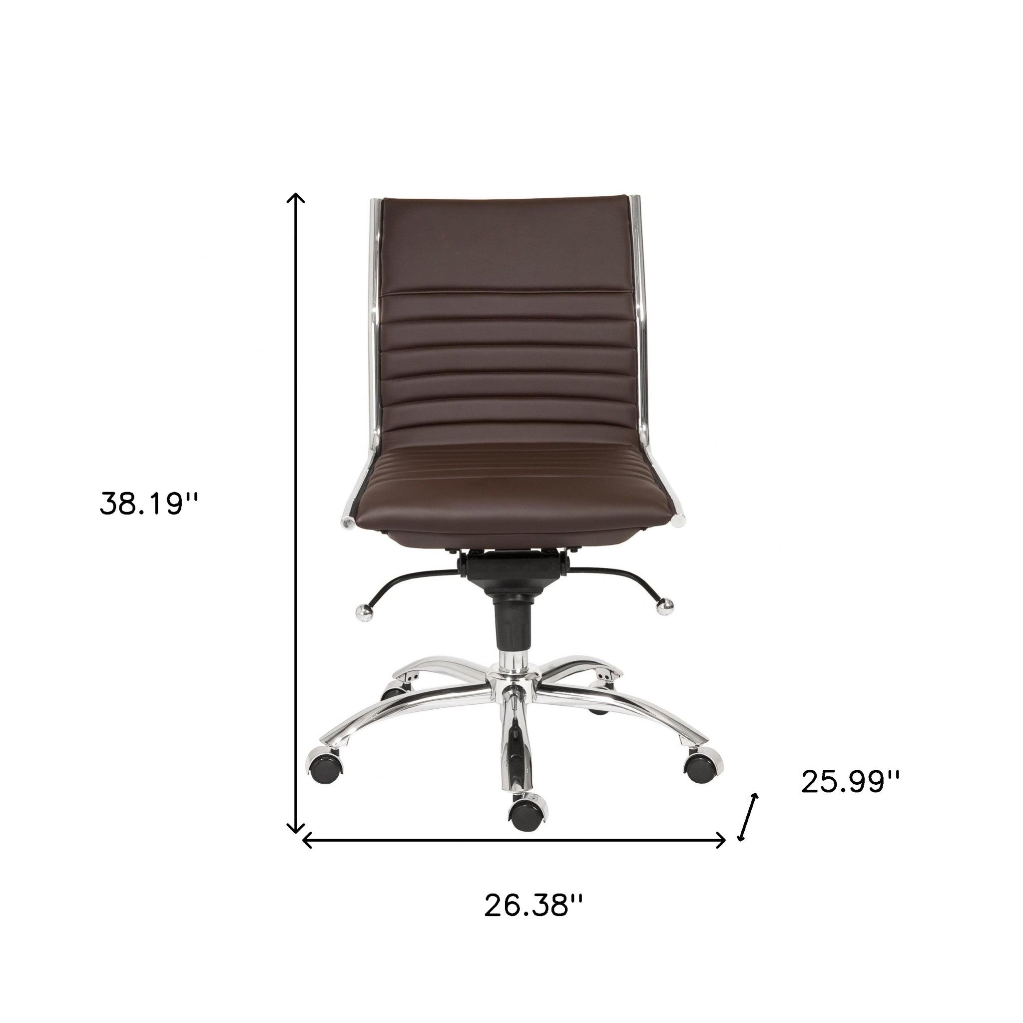 Brown and Silver Adjustable Swivel Faux Leather Rolling Conference Office Chair-Office Chairs-DECOROLALA