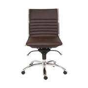 Brown and Silver Adjustable Swivel Faux Leather Rolling Conference Office Chair-Office Chairs-DECOROLALA