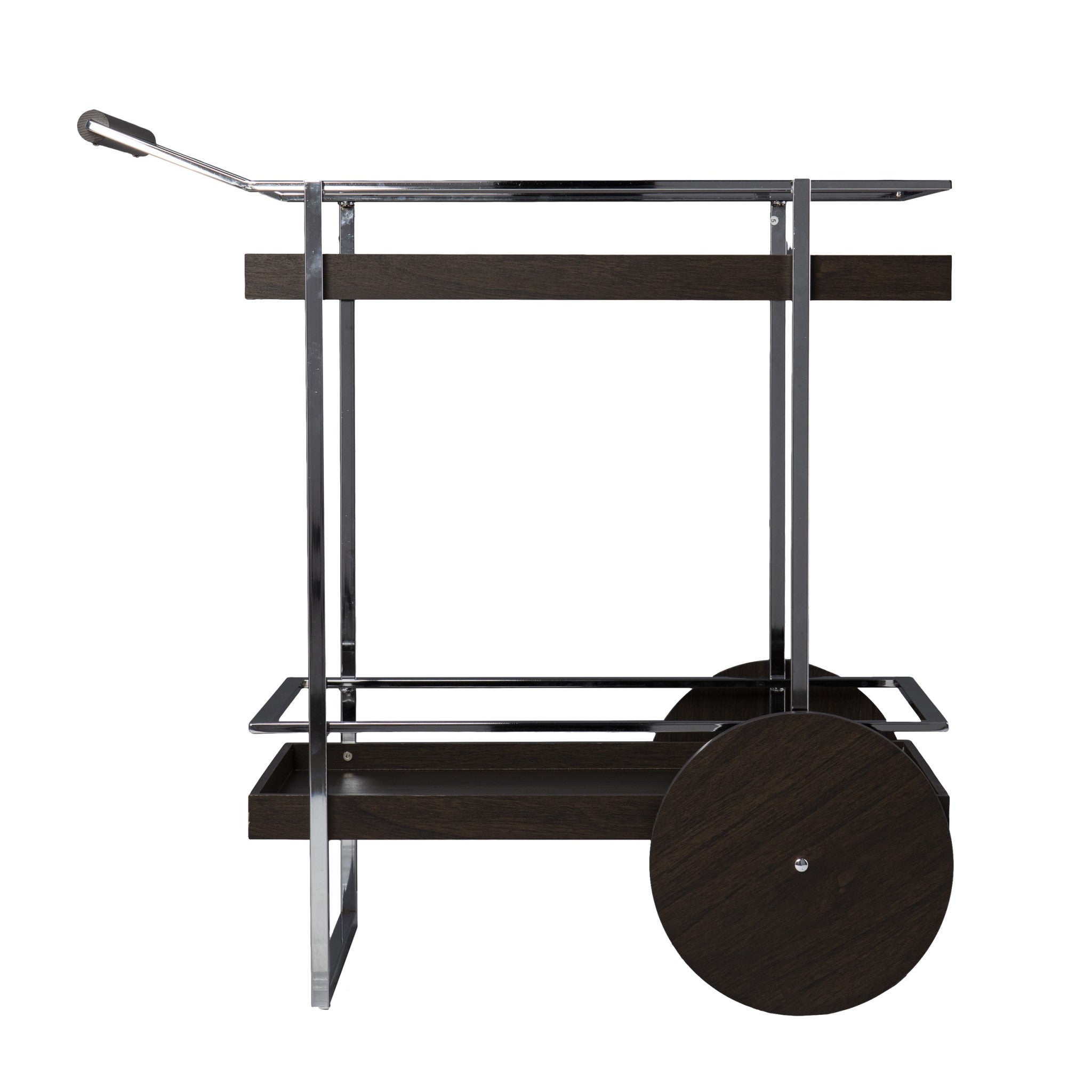 Brown and Silver Iron Rolling Bar Cart-Bar Cart-DECOROLALA