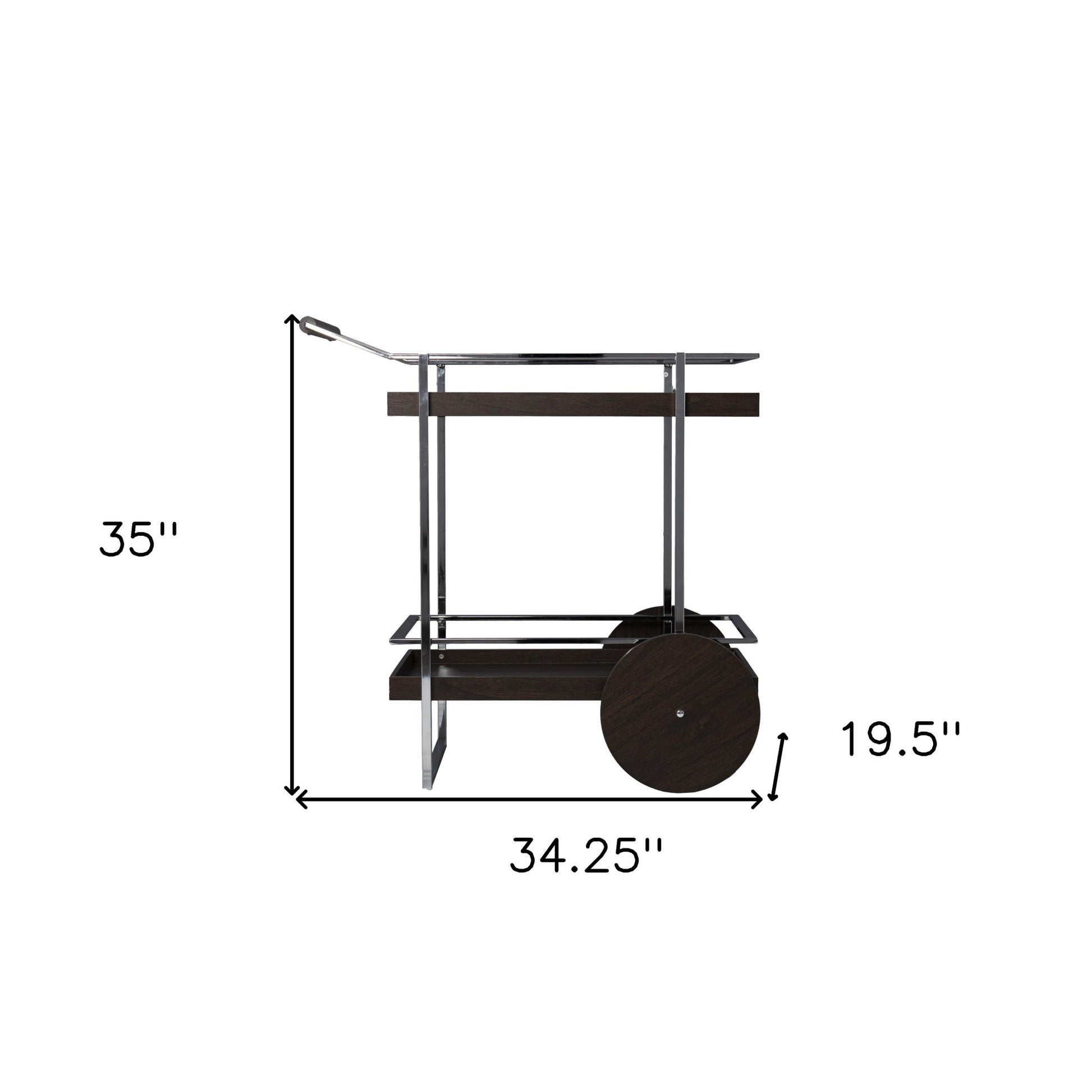Brown and Silver Iron Rolling Bar Cart-Bar Cart-DECOROLALA