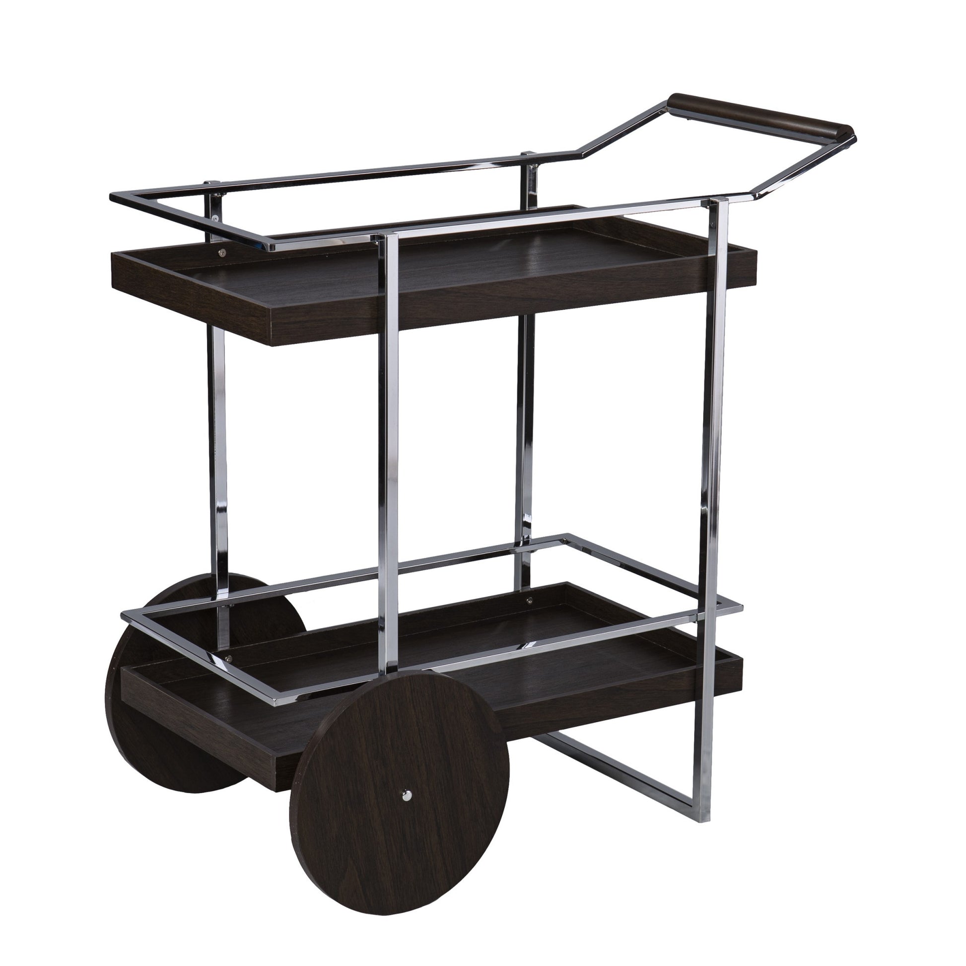 Brown and Silver Iron Rolling Bar Cart-Bar Carts and Servers-DECOROLALA