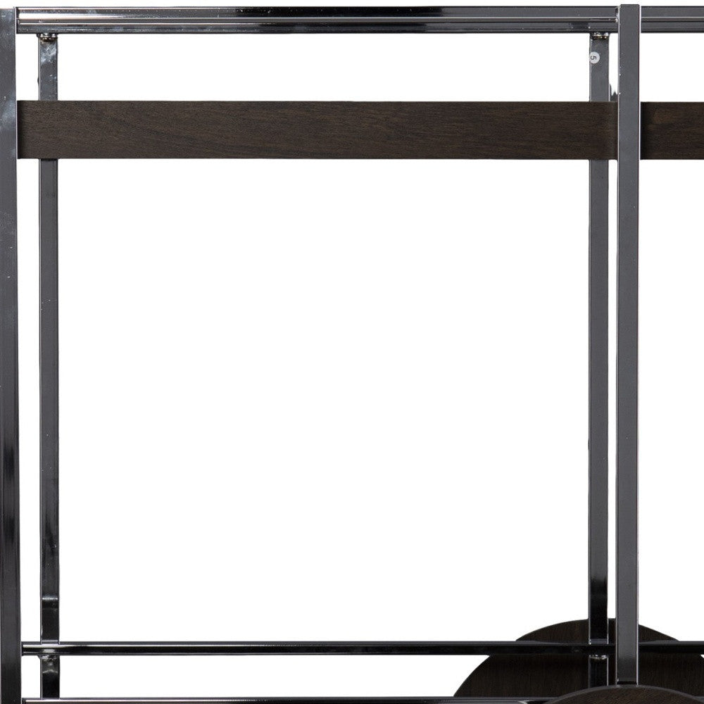 Brown and Silver Iron Rolling Bar Cart-Bar Carts and Servers-DECOROLALA