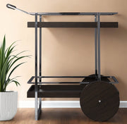 Brown and Silver Iron Rolling Bar Cart-Bar Carts and Servers-DECOROLALA