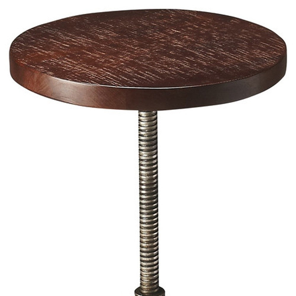 Brown and Silver Manufactured Wood and Solid Wood Counter Height Swivel Bar Chair-Bar Chairs-DECOROLALA