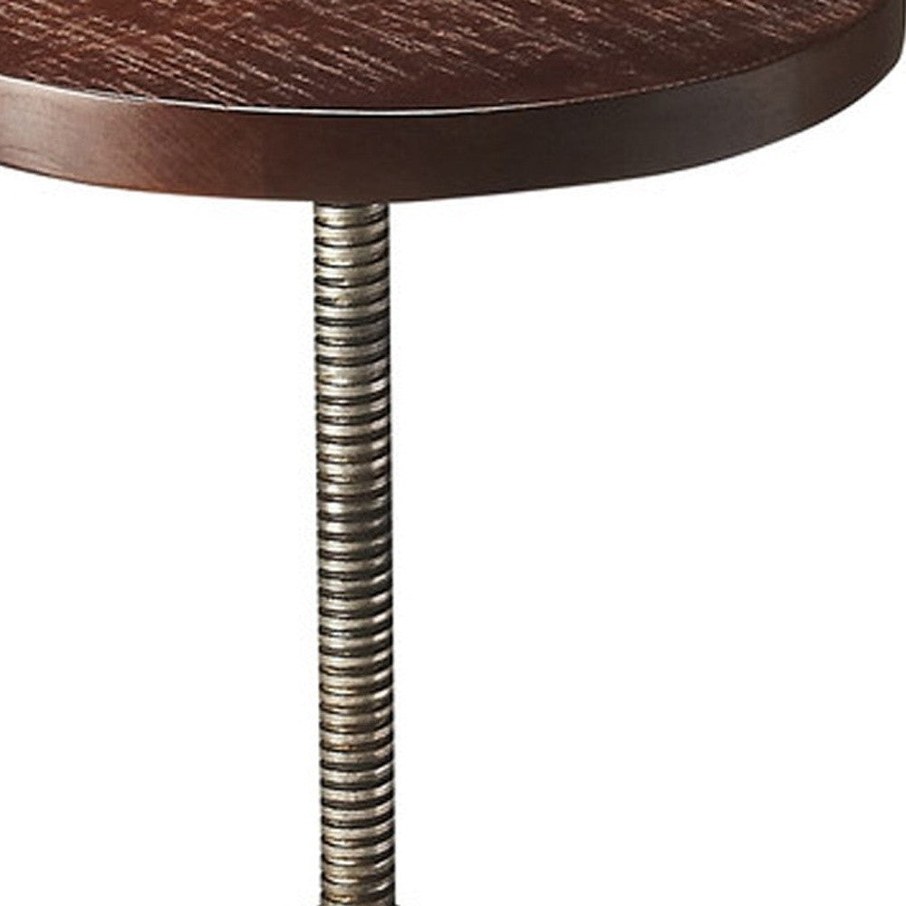 Brown and Silver Manufactured Wood and Solid Wood Counter Height Swivel Bar Chair-Bar Chairs-DECOROLALA