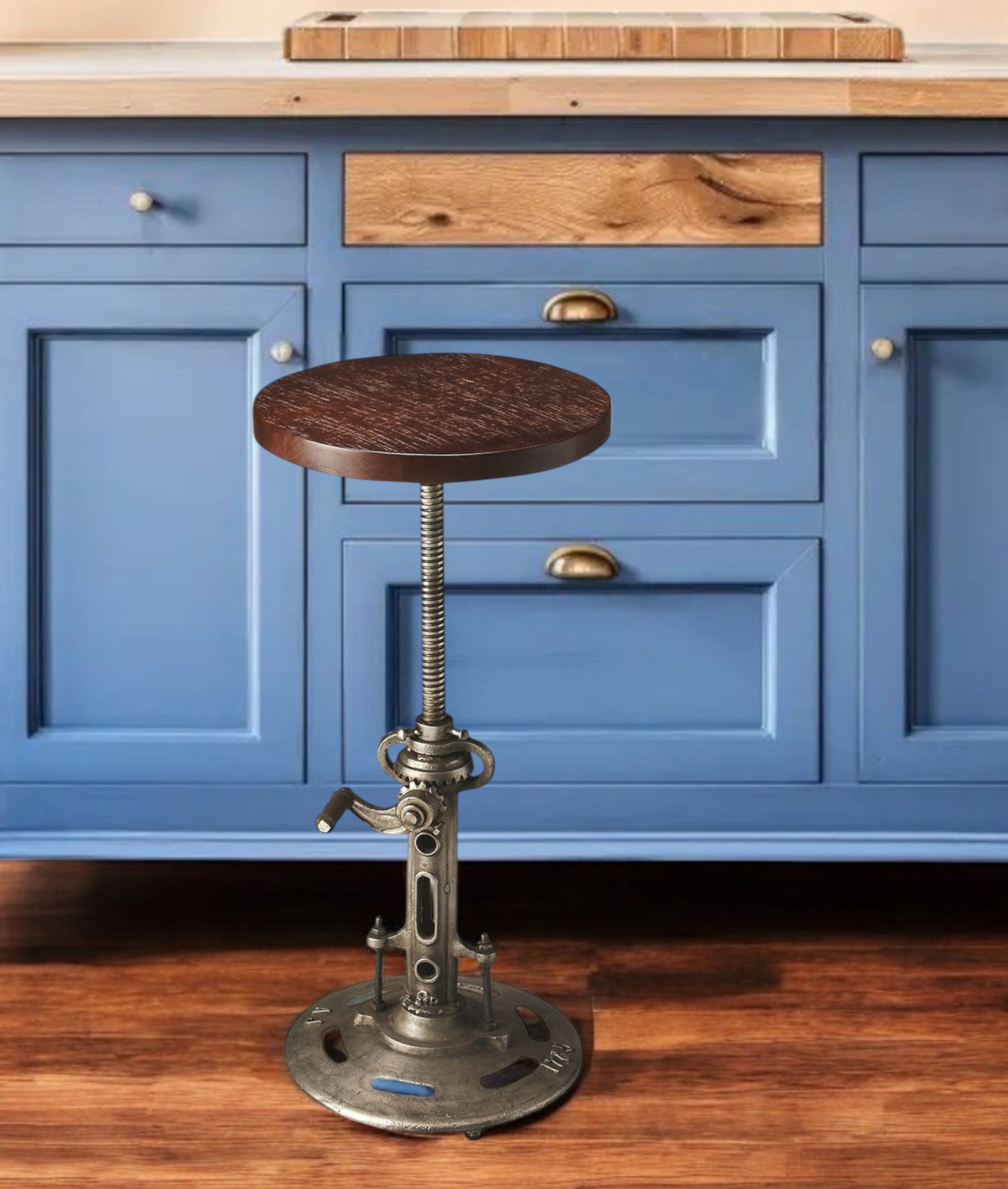 Brown and Silver Manufactured Wood and Solid Wood Counter Height Swivel Bar Chair-Bar Chairs-DECOROLALA