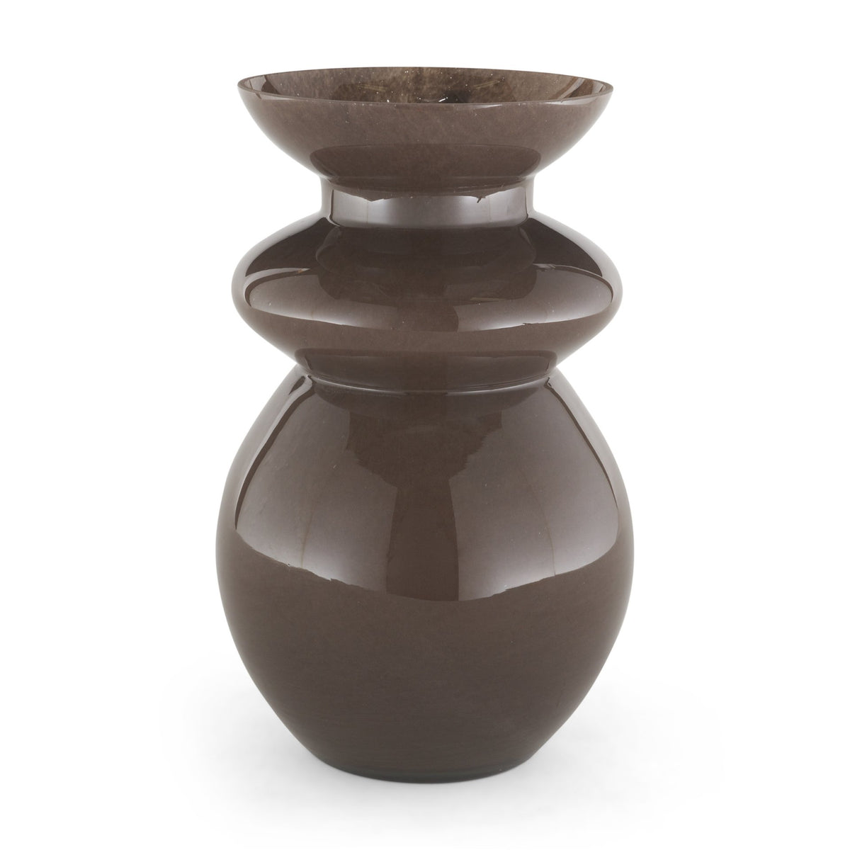 Bruna Sculptural Brown Glass Vase-Vase-DECOROLALA