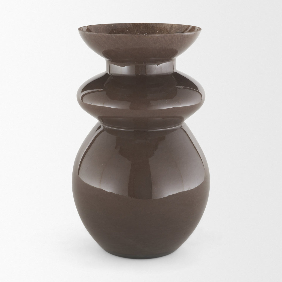 Bruna Sculptural Brown Glass Vase-Vase-DECOROLALA