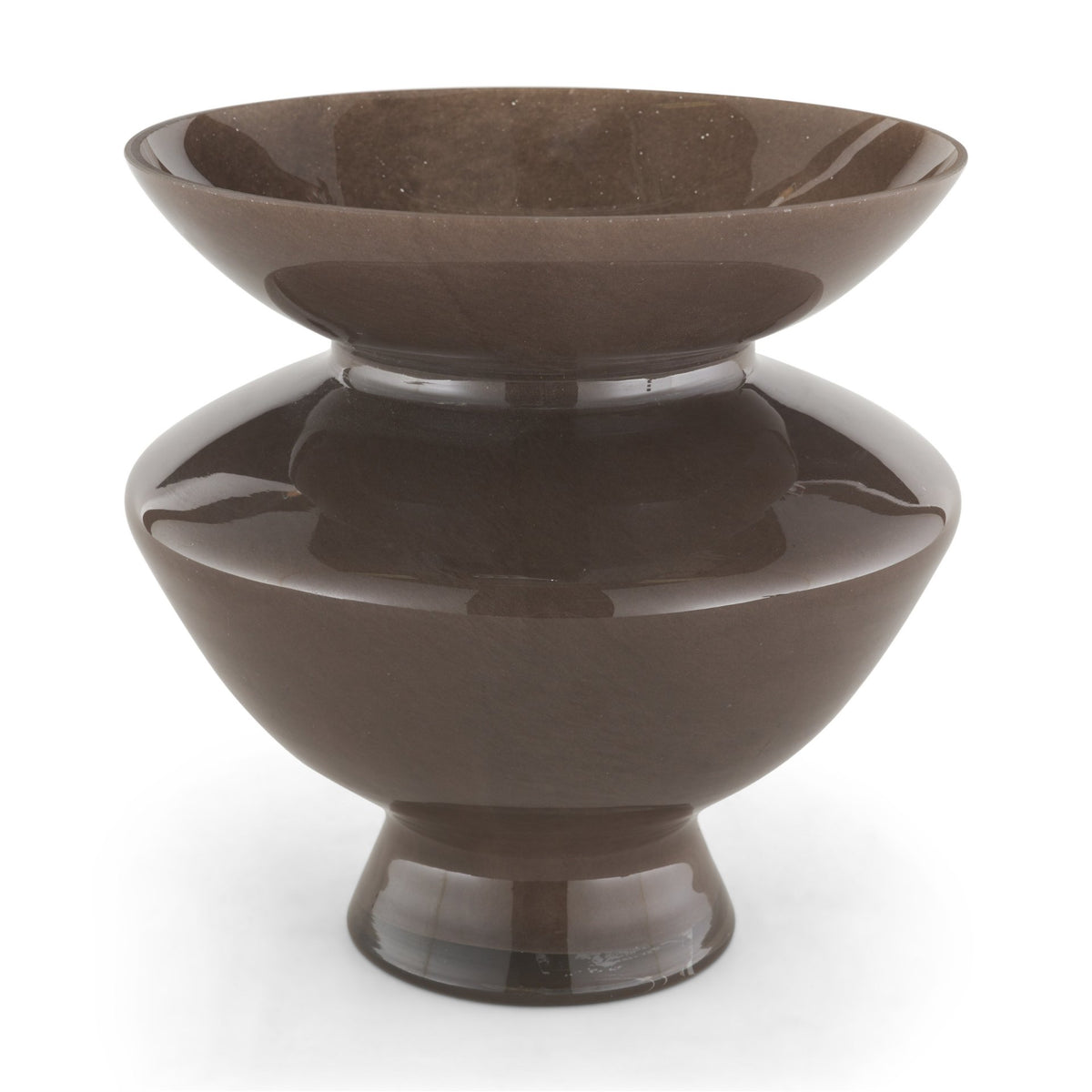 Bruna Wide Mouth Geometric Brown Glass Vase-Vase-DECOROLALA