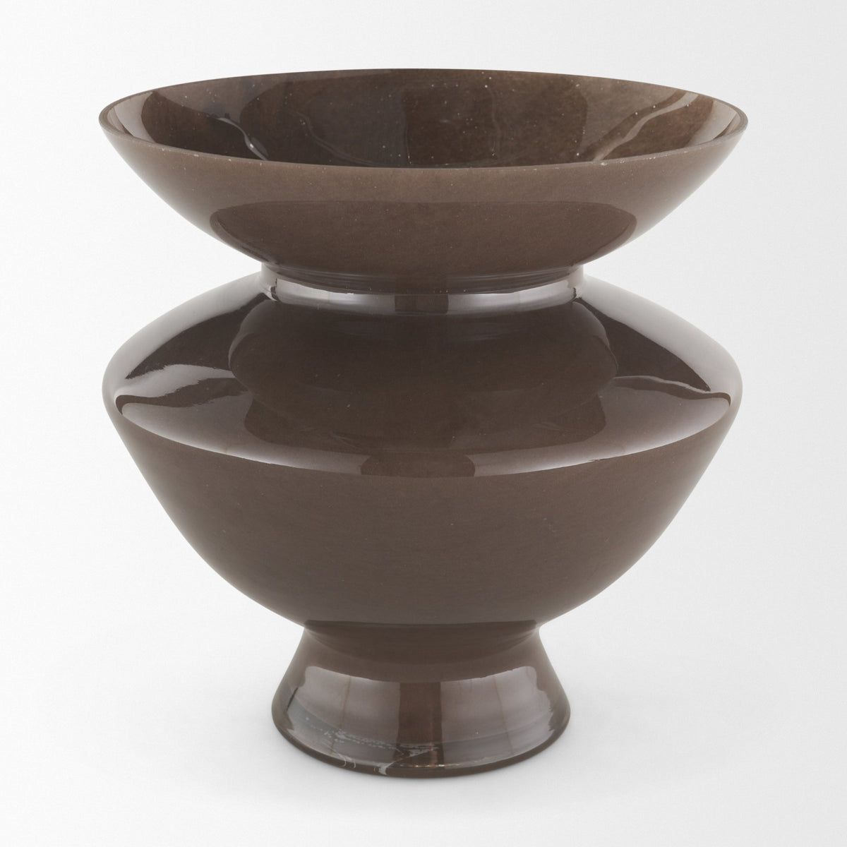 Bruna Wide Mouth Geometric Brown Glass Vase-Vase-DECOROLALA