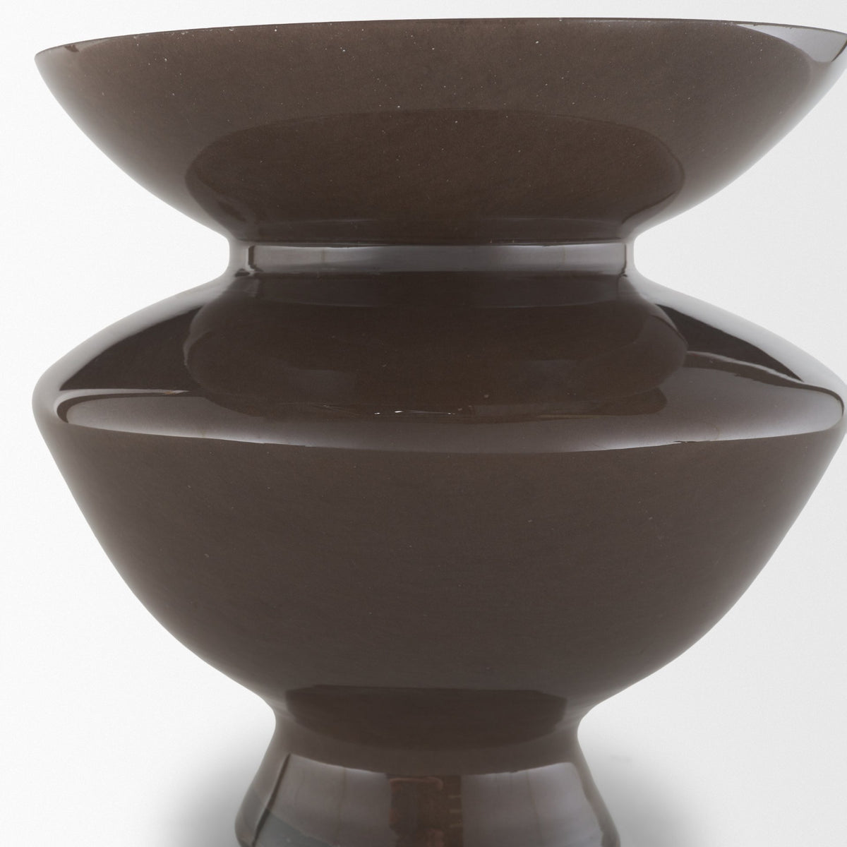 Bruna Wide Mouth Geometric Brown Glass Vase-Vase-DECOROLALA