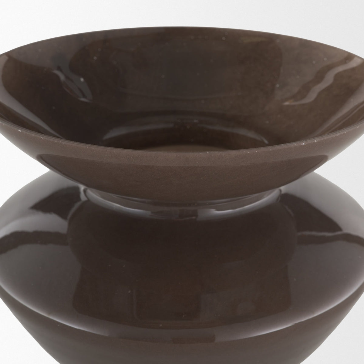 Bruna Wide Mouth Geometric Brown Glass Vase-Vase-DECOROLALA