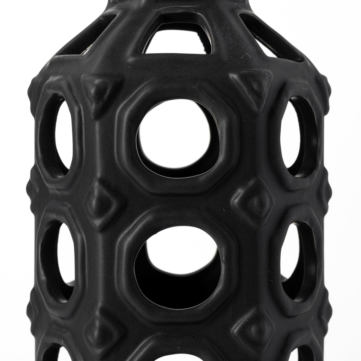 Brunel Large Black Drum-Shaped Ceramic Vase-Vase-DECOROLALA