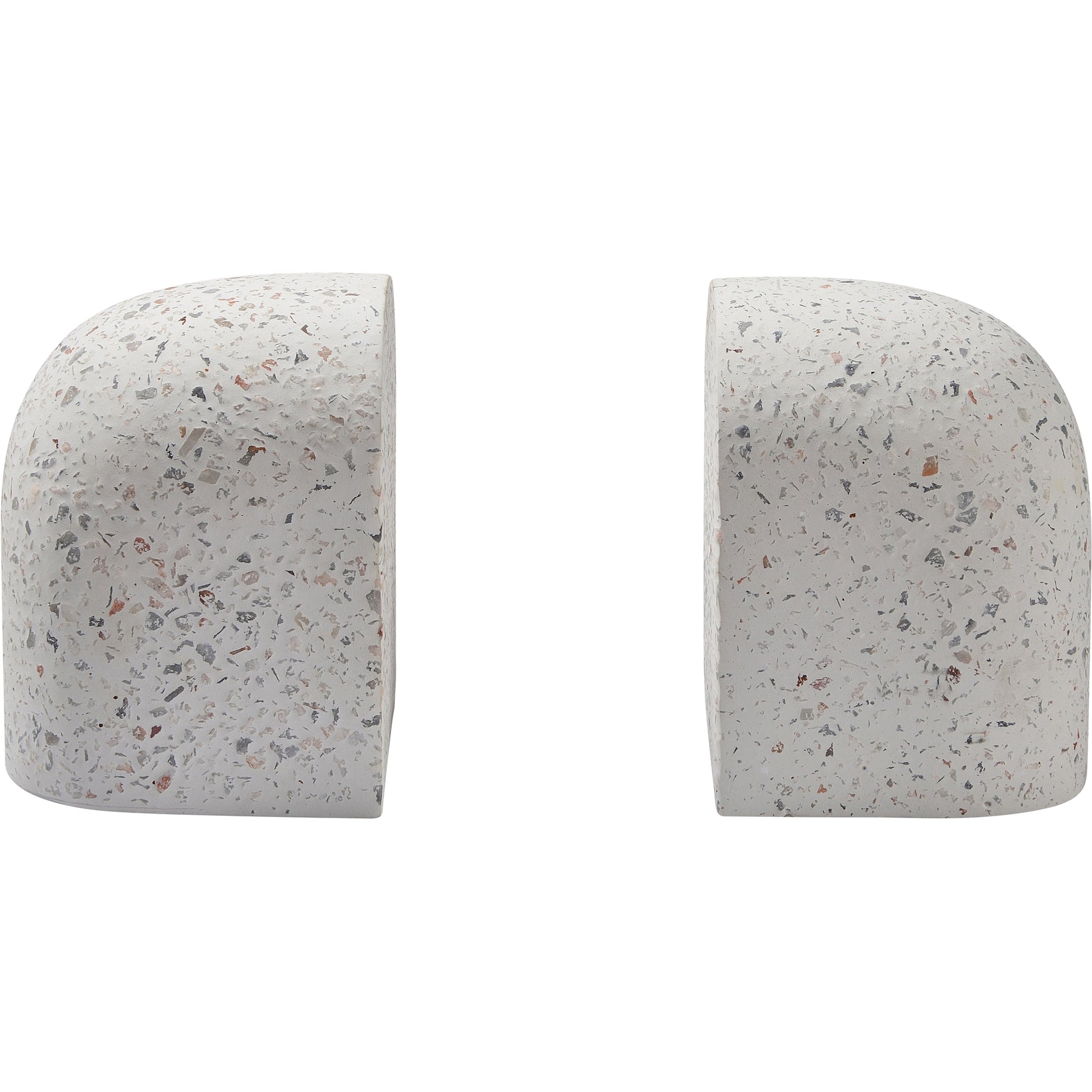 Bruno Indoor Terrazzo Bookends, White Speckled-Bookends-DECOROLALA