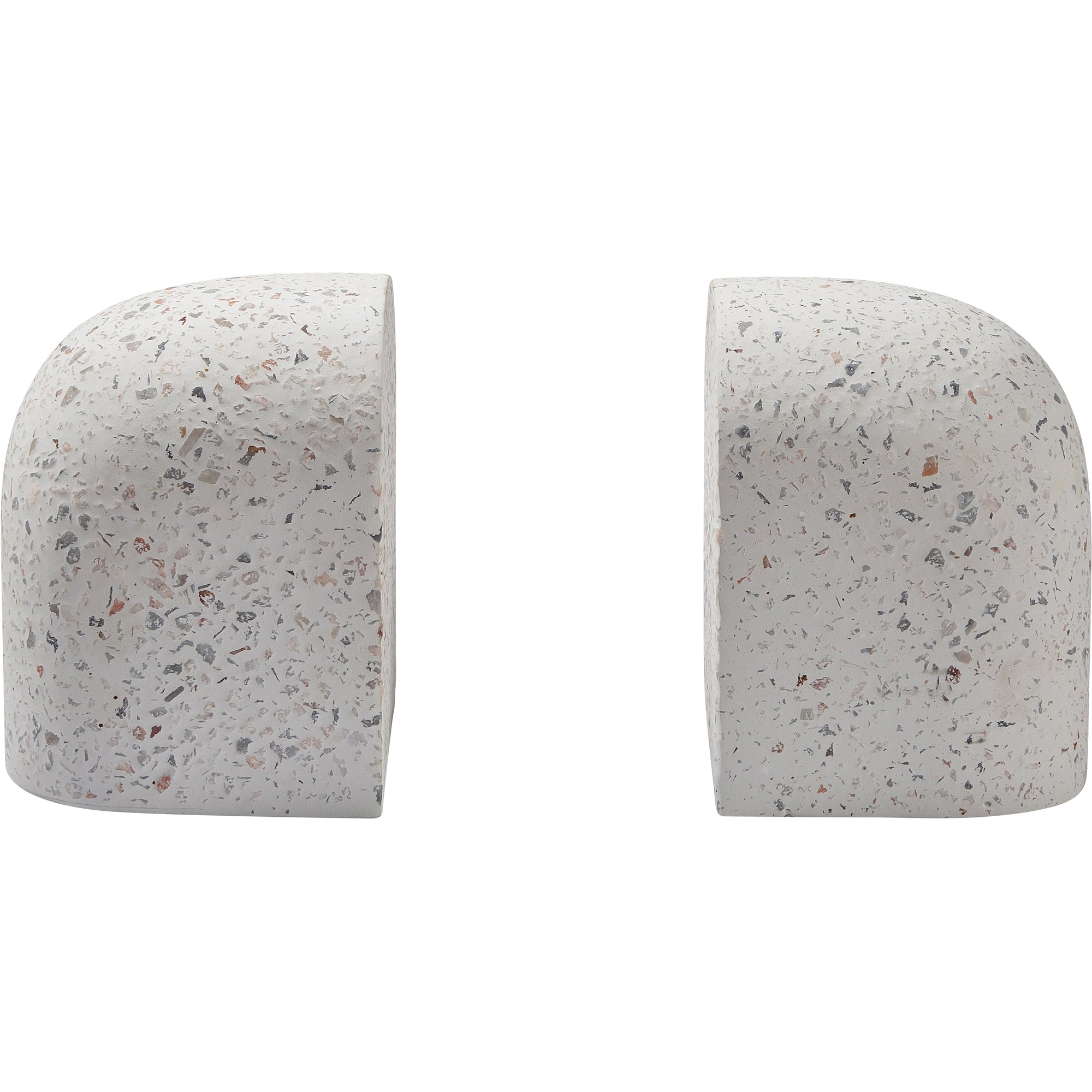 Bruno Indoor Terrazzo Bookends, White Speckled-Bookends-DECOROLALA