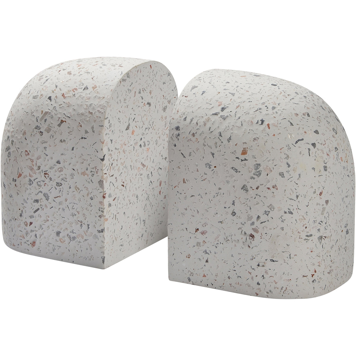 Bruno Indoor Terrazzo Bookends, White Speckled-Bookends-DECOROLALA